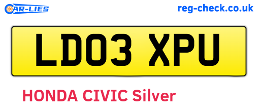 LD03XPU are the vehicle registration plates.