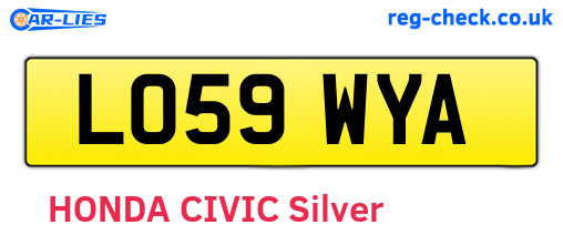 LO59WYA are the vehicle registration plates.