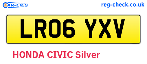 LR06YXV are the vehicle registration plates.