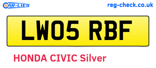 LW05RBF are the vehicle registration plates.
