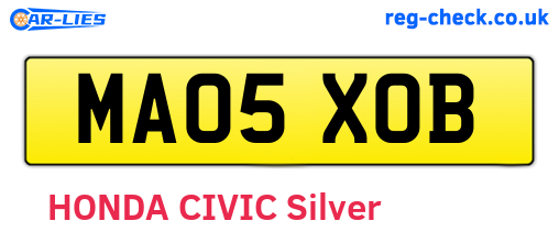 MA05XOB are the vehicle registration plates.