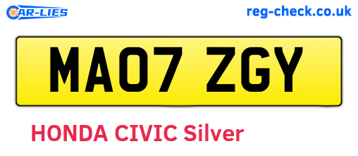 MA07ZGY are the vehicle registration plates.