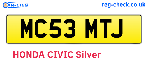 MC53MTJ are the vehicle registration plates.
