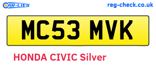 MC53MVK are the vehicle registration plates.