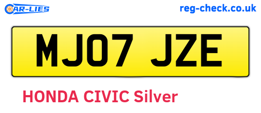 MJ07JZE are the vehicle registration plates.