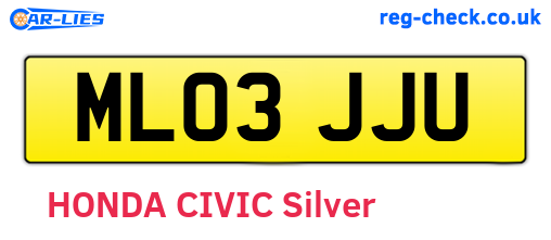 ML03JJU are the vehicle registration plates.