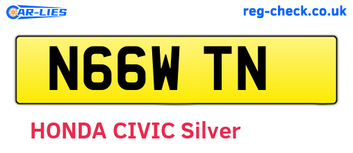 N66WTN are the vehicle registration plates.
