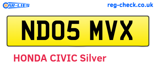 ND05MVX are the vehicle registration plates.