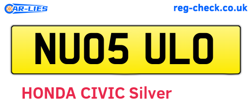 NU05ULO are the vehicle registration plates.