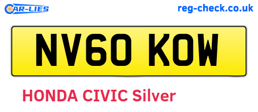 NV60KOW are the vehicle registration plates.