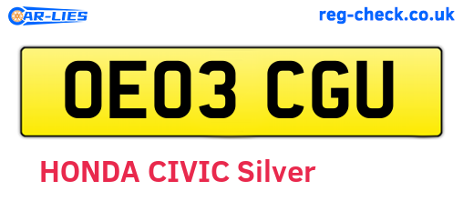 OE03CGU are the vehicle registration plates.