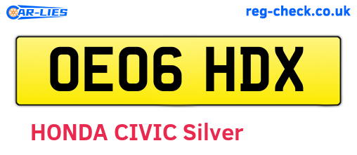 OE06HDX are the vehicle registration plates.