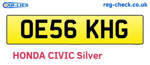 OE56KHG are the vehicle registration plates.