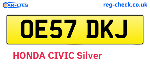 OE57DKJ are the vehicle registration plates.