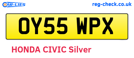 OY55WPX are the vehicle registration plates.