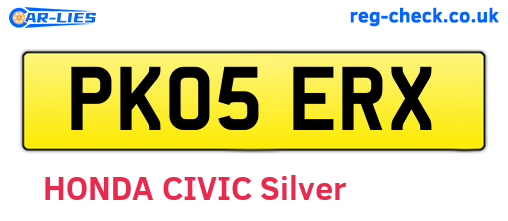 PK05ERX are the vehicle registration plates.