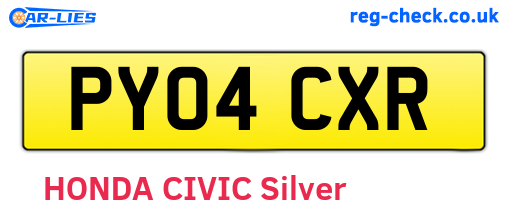 PY04CXR are the vehicle registration plates.