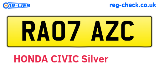 RA07AZC are the vehicle registration plates.