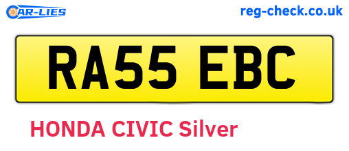 RA55EBC are the vehicle registration plates.