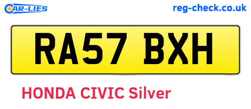 RA57BXH are the vehicle registration plates.