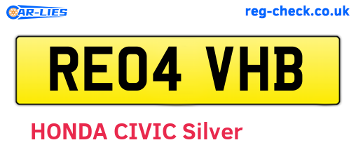 RE04VHB are the vehicle registration plates.