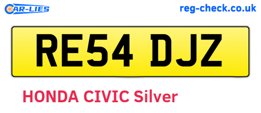 RE54DJZ are the vehicle registration plates.