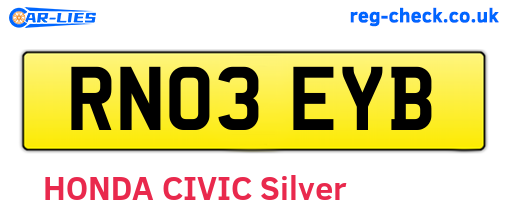 RN03EYB are the vehicle registration plates.