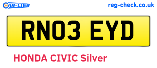 RN03EYD are the vehicle registration plates.