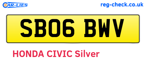 SB06BWV are the vehicle registration plates.
