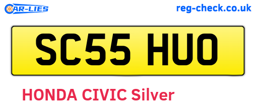 SC55HUO are the vehicle registration plates.