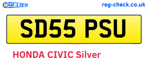SD55PSU are the vehicle registration plates.