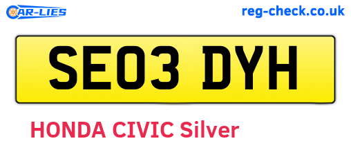SE03DYH are the vehicle registration plates.