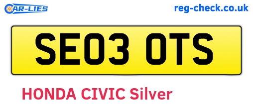 SE03OTS are the vehicle registration plates.