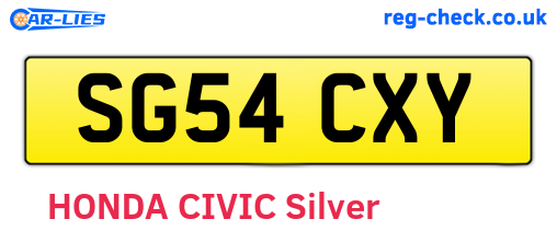 SG54CXY are the vehicle registration plates.