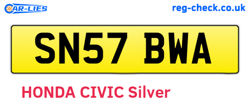SN57BWA are the vehicle registration plates.