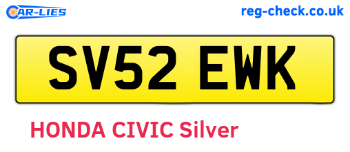 SV52EWK are the vehicle registration plates.