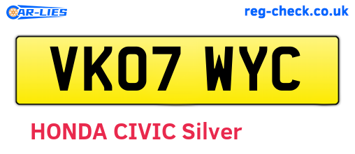 VK07WYC are the vehicle registration plates.