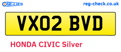 VX02BVD are the vehicle registration plates.