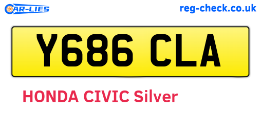 Y686CLA are the vehicle registration plates.
