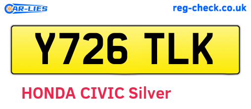 Y726TLK are the vehicle registration plates.