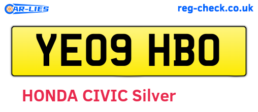 YE09HBO are the vehicle registration plates.