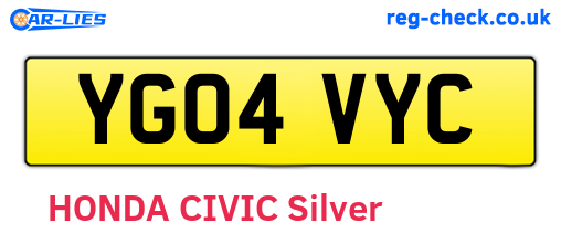 YG04VYC are the vehicle registration plates.