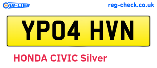 YP04HVN are the vehicle registration plates.