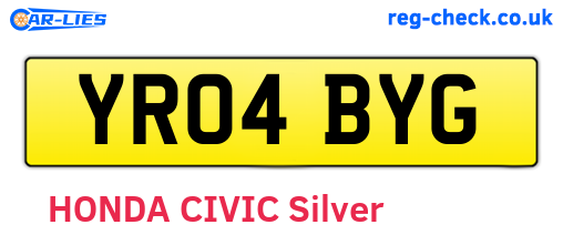 YR04BYG are the vehicle registration plates.