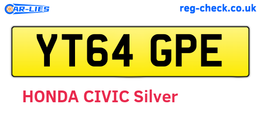 YT64GPE are the vehicle registration plates.