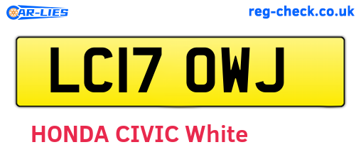 LC17OWJ are the vehicle registration plates.