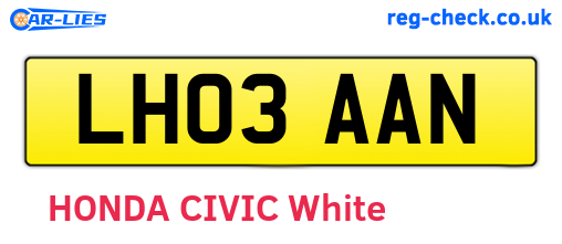 LH03AAN are the vehicle registration plates.