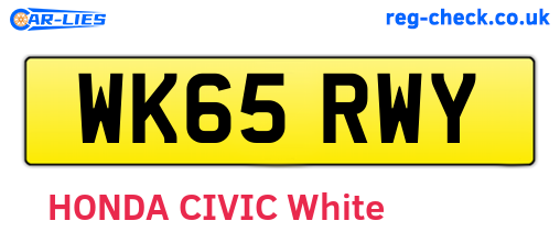 WK65RWY are the vehicle registration plates.