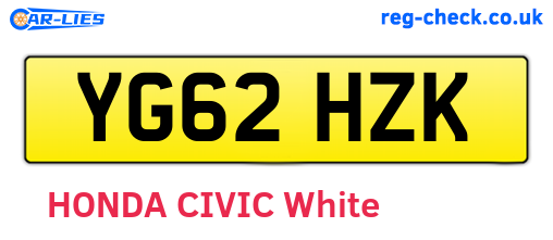 YG62HZK are the vehicle registration plates.