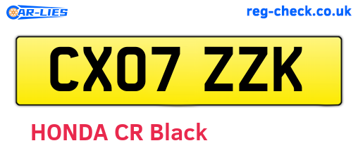 CX07ZZK are the vehicle registration plates.